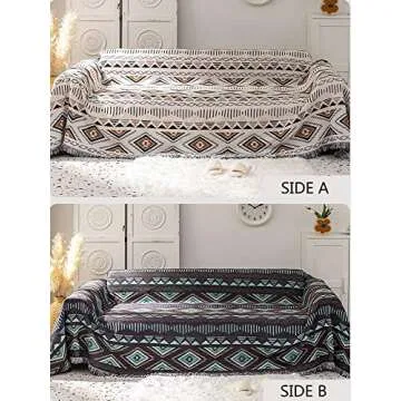 Lqprom Boho Throw Blanket - Aztec Design & Versatile Use