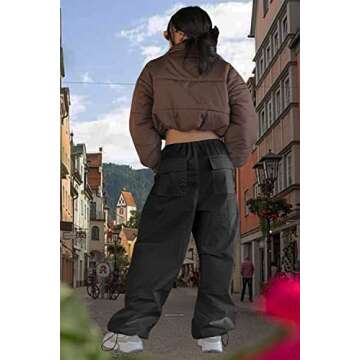 niyokki Black Cargo Pants Women,High Waisted Casual Baggy Pants Parachute Pants for Women,Y2K Pants,...