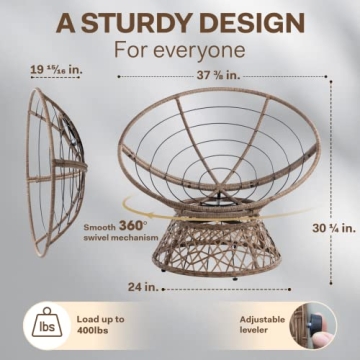 Cozy Bme Ergonomic Papasan Chair with Swivel Comfort