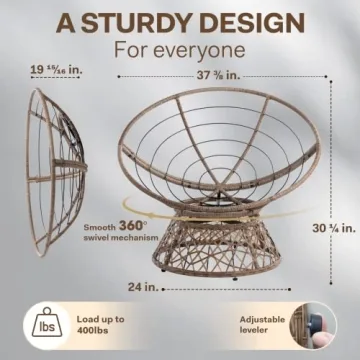 Cozy Bme Ergonomic Papasan Chair with Swivel Comfort