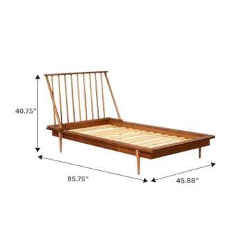 Walker Edison Mid Century Modern Solid Wood Spindle Platform Bed Headboard Footboard Bed Frame Bedroom, Twin, Caramel