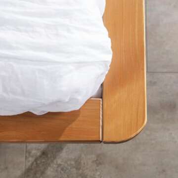 Walker Edison Mid Century Modern Solid Wood Spindle Platform Bed Headboard Footboard Bed Frame Bedroom, Twin, Caramel