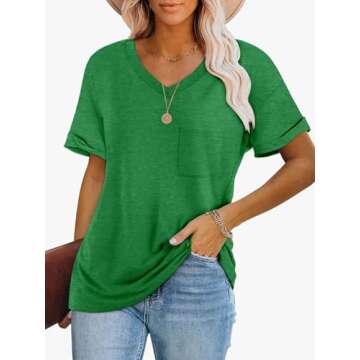 ATHMILE St Patricks Day Womens T Shirts 2025 Short Sleeve V-Neck Shirts Cute Fit Summer Casual Tee T...