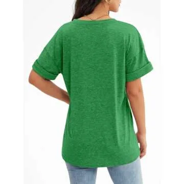 ATHMILE St Patricks Day Womens T Shirts 2025 Short Sleeve V-Neck Shirts Cute Fit Summer Casual Tee Tops S-XXL