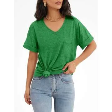 ATHMILE St Patricks Day Womens T Shirts 2025 Short Sleeve V-Neck Shirts Cute Fit Summer Casual Tee Tops S-XXL