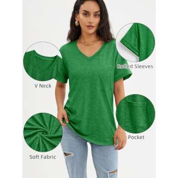 ATHMILE St Patricks Day Womens T Shirts 2025 Short Sleeve V-Neck Shirts Cute Fit Summer Casual Tee Tops S-XXL
