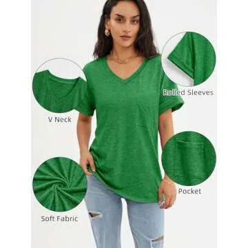 ATHMILE St Patricks Day Womens T Shirts 2025 Short Sleeve V-Neck Shirts Cute Fit Summer Casual Tee Tops S-XXL