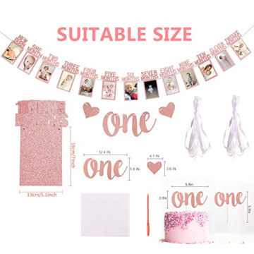 Stunning Rose Gold 1st Birthday Baby Photo Banner Set
