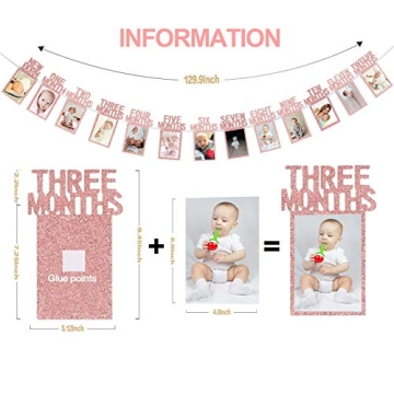 Stunning Rose Gold 1st Birthday Baby Photo Banner Set
