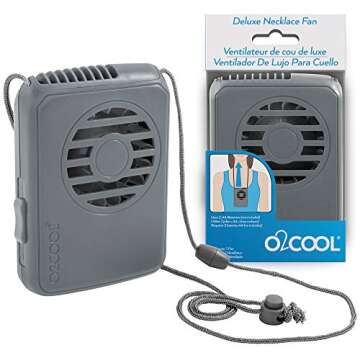 O2COOL Neck Personal Travel Battery Powered Cooling Fan, Single Pack (Gray)