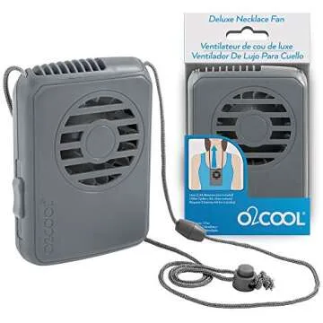 O2COOL Neck Personal Travel Battery Powered Cooling Fan, Single Pack (Gray)