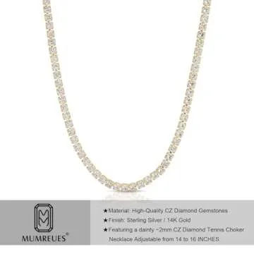 MUMREUES Gold Necklace for Women 14K Gold Tennis Necklace Trendy Dainty Minimalist Simple Chain Necklace Non Tarnish Jewelry Gift for Her