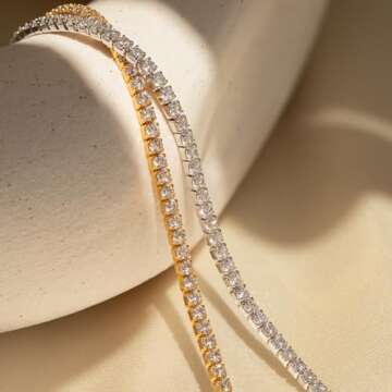 MUMREUES Gold Necklace for Women 14K Gold Tennis Necklace Trendy Dainty Minimalist Simple Chain Necklace Non Tarnish Jewelry Gift for Her