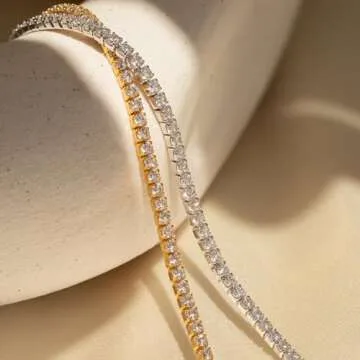 MUMREUES Gold Necklace for Women 14K Gold Tennis Necklace Trendy Dainty Minimalist Simple Chain Necklace Non Tarnish Jewelry Gift for Her