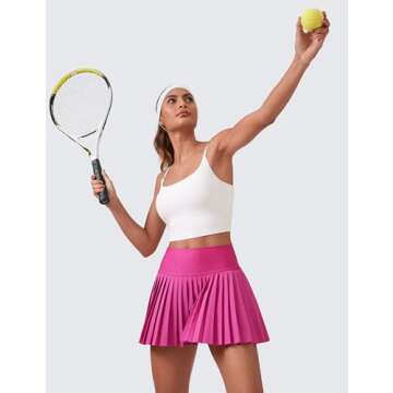CRZ YOGA Women's Pleated Tennis Skirt Comfortable Activewear