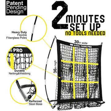 JAPER BEES Pitching Net: 9 Hole Training Target for Baseball & Softball