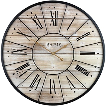 Sorbus Paris Large Wall Clock for Living Room - 24-Inch Wall Clock - Oversized Centurian Roman Numer...