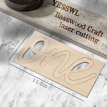 YESSWL One Wooden Sign Banner - Wooden Cutout One Logo Letters Banner for 1st Birthday Party, Wall D...