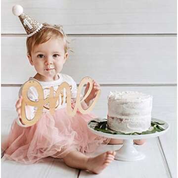 YESSWL One Wooden Sign Banner - Wooden Cutout One Logo Letters Banner for 1st Birthday Party, Wall Decor Table Display Baby Chair Banner, Photo Prop for Baby Shower Party Decorations.