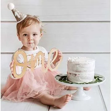 YESSWL One Wooden Sign Banner - Wooden Cutout One Logo Letters Banner for 1st Birthday Party, Wall Decor Table Display Baby Chair Banner, Photo Prop for Baby Shower Party Decorations.