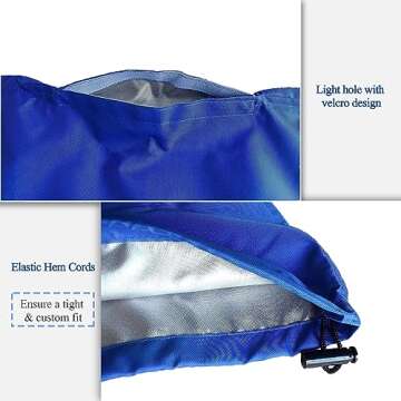 Bimini Top Cover，Suitable for 3-4 Bows Bimini Tops，Effectively Prevent The Erosion of UV, sea Water and sea Breeze in Summer，Storage Boot (Navy Blue S:43-63IN)