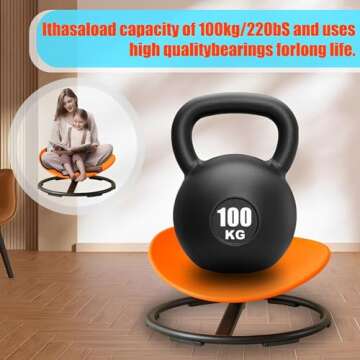 Yiuhhad Autism Kids Swivel Chair,Spin Sensory Chair,Kids Spinning Chair,Sit Spin Training Body Coordination,Metal Base Non-Slip Small Desk Chair (Orange)