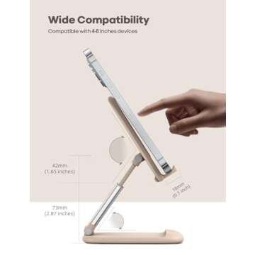 Lamicall Khaki Phone Stand for Desk - Cell Phone Holder Khaki Desk Accessories Desktop Office Must Have Compatible with iPhone, 4-8'' Smartphone