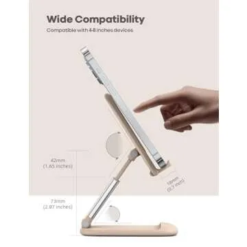 Lamicall Khaki Phone Stand for Desk - Cell Phone Holder Khaki Desk Accessories Desktop Office Must Have Compatible with iPhone, 4-8'' Smartphone