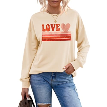 CM C&M WODRO Women Love Heart Sweatshirt Valentine's Day Shirts Graphic Casual Crewneck Pullover Lig...