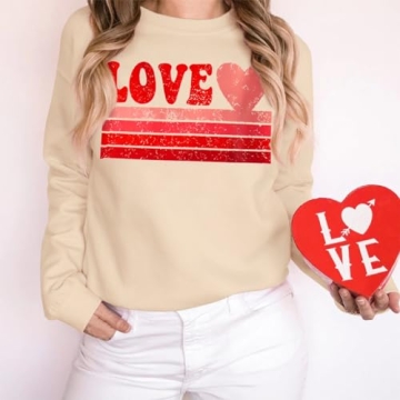 CM C&M WODRO Women Love Heart Sweatshirt for Valentine’s Day