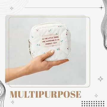 Abbylike Small Makeup Bag for Purse Mini Cosmetic Pouch with Zipper for Women Coin Purse Lipstick Little Things Small Items Storage Bag for Traveling 3.94 x 3.74 x 2.36 Inch(Cherry Style)