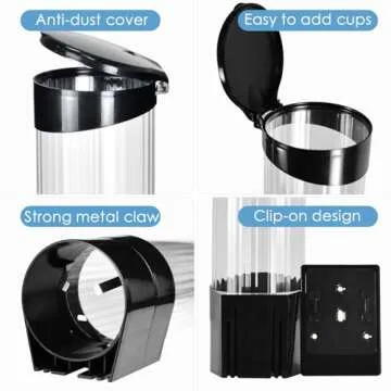 Samhe Cup Dispenser Water Dispenser Cup Holder Pull Type Paper Automatic Remover 7oz - 12oz Cone or Flat Bottom Cups for Home Office Hospital (Black, Large)