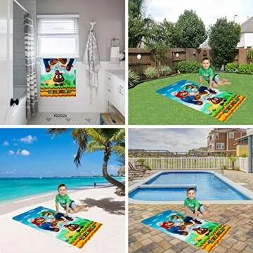 Franco Official Super Mario Kids Beach Towel, Super Soft & Colorful