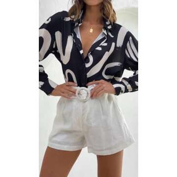 Zeagoo Womens Blouses Dressy Casual Spring Black Stripe Long Sleeve Shirts Button Down Tops Fashion ...