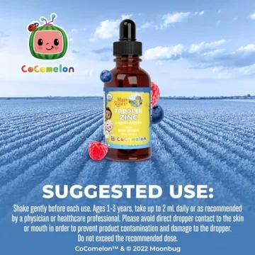 MaryRuth Organics Cocomelon Toddler Liquid Zinc | Sugar Free | USDA Organic | Kids Zinc Sulfate for Ages 1-3 | Immune Support Supplement for Children | Vegan | Non-GMO | Gluten Free | 1 Fl Oz