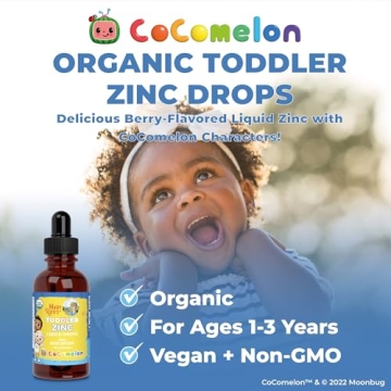 MaryRuth Organics Cocomelon Toddler Liquid Zinc | Sugar Free | USDA Organic | Kids Zinc Sulfate for Ages 1-3 | Immune Support Supplement for Children | Vegan | Non-GMO | Gluten Free | 1 Fl Oz