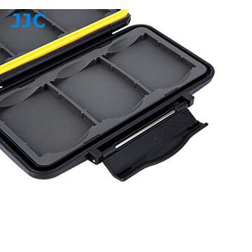 Water Resistant JJC MC-CF6 Memory Card Hard Case for 6 Pcs CF Cards with Lock