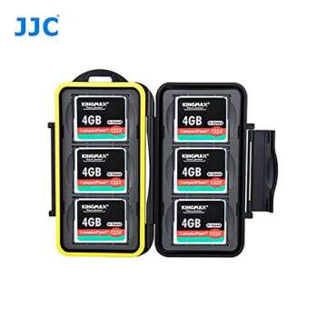 Water Resistant JJC MC-CF6 Memory Card Hard Case for 6 Pcs CF Cards with Lock