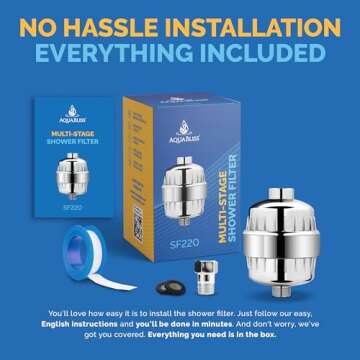 AquaBliss High Output Universal Shower Filter with Replaceable Multi-Stage Filter Cartridge – Transform Itching, Eczema & Acne into Glowing Hair, Nails & Skin Fast - Chrome (SF220)
