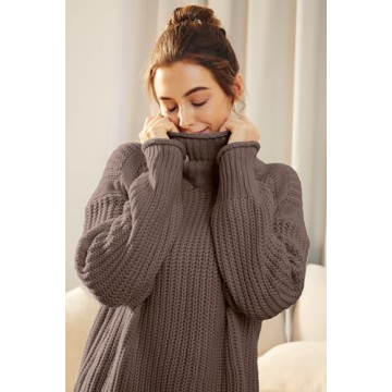 LILLUSORY Womens Trendy Soft Sweaters Turtle Neck Knitted Ribbed Fall Tops Dressy Casual Winter Outfits