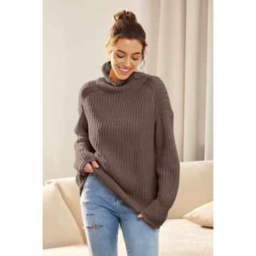 LILLUSORY Womens Trendy Soft Sweaters Turtle Neck Knitted Ribbed Fall Tops Dressy Casual Winter Outfits