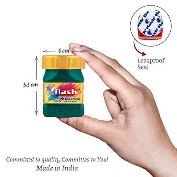 Flash Acrylic Paint Set | 25 Colors | 50 ml, 1.7 fl oz Each | High Pigment Strength | Non Fading | Indoor/Outdoor | Non Toxic | Multi-Surface Paint | Pro Artist, Hobby Painters & Kid