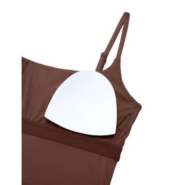 CRZ YOGA Butterlift Womens Scoop Neck Longline Sports Bra - U Back Adjustable Straps Workout Crop Tank Top with Built in Pads Coffee Brown Medium