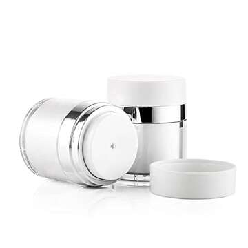 Furnido 3 Pack 0.5 oz Airless Pump Jars,Empty Acrylic Makeup Cosmetic Jar Containers with Press Pump...