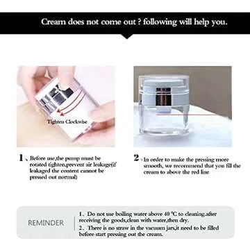 Furnido 3 Pack 0.5 oz Airless Pump Jars,Empty Acrylic Makeup Cosmetic Jar Containers with Press Pump,Refillable Airless Travel Lotion Jar With Lid for Thick Moisturizer,Skincare Cream,White