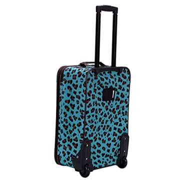 Rockland Jungle Softside Upright Luggage, Blue Leopard, 4-Piece Set (14/29/24/28)