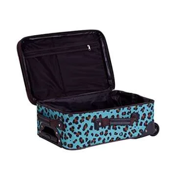 Rockland Jungle Softside Upright Luggage, Blue Leopard, 4-Piece Set (14/29/24/28)