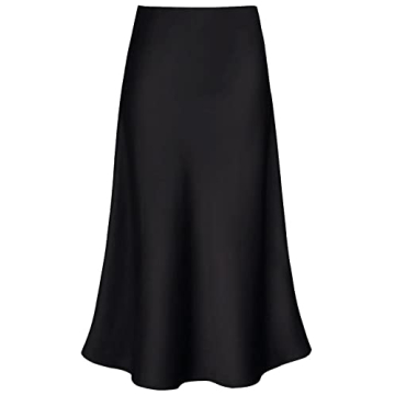 Women's Satin High Waist Flared Midi Skirt for Elegance