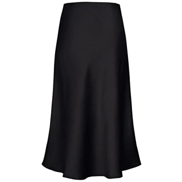 Women's Satin High Waist Flared Midi Skirt for Elegance