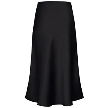 Women's Satin High Waist Flared Midi Skirt for Elegance